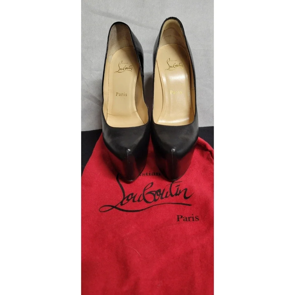 Black Leather Daffodile Christian Louboutin Platform Pumps Size 38